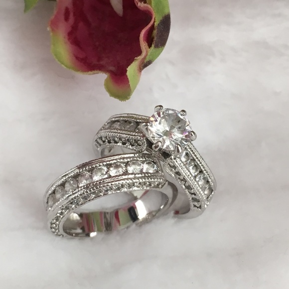 Engagement Wedding Band CZ Ring Set 6 - Picture 12 of 14